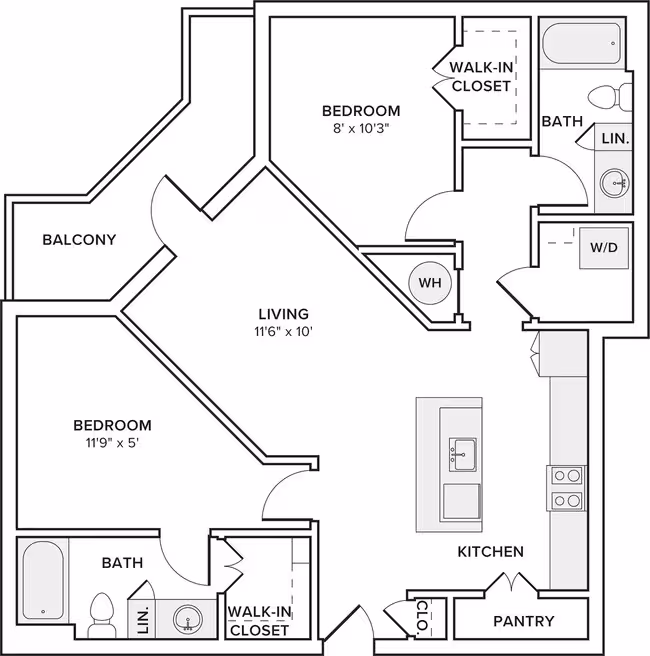 2 Beds • 2 Bath 1269 floor plan
