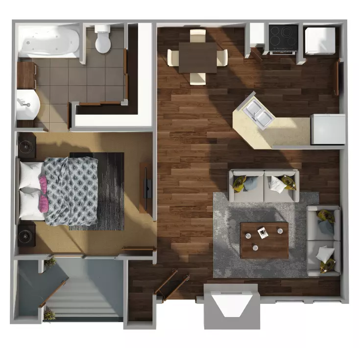 1 Bed • 1 Bath 609 floor plan