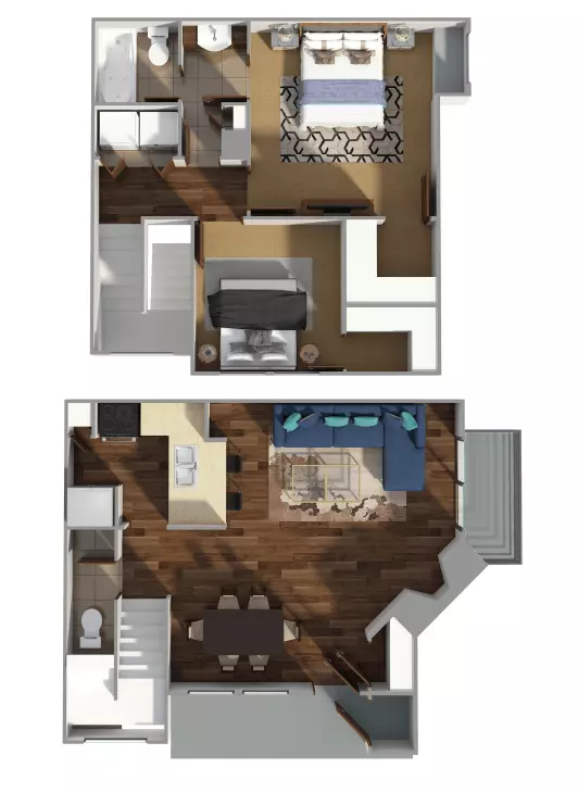 2 Beds • 1 Bath 701 floor plan