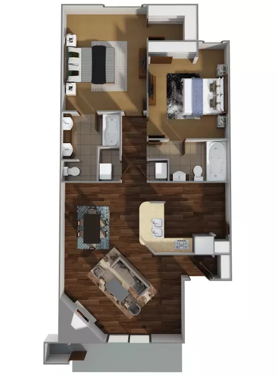 2 Beds • 2 Bath 511 floor plan