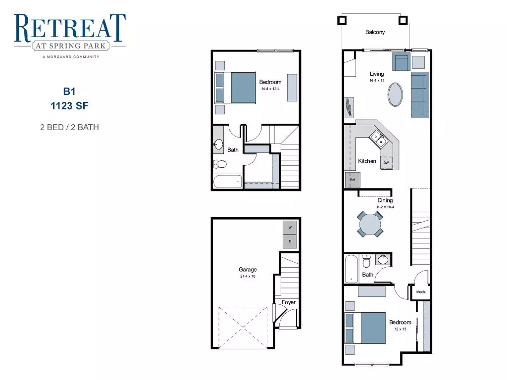 2 Beds • 2 Bath 13204 floor plan