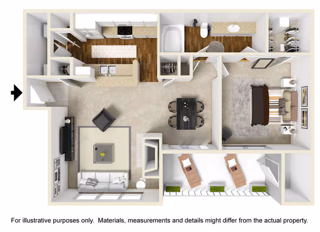 1 Bed • 1 Bath 384 floor plan
