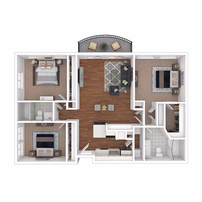 3 Beds • 2 Bath 0607 floor plan