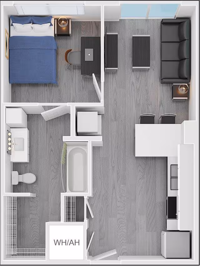 1x1 Private floor plan
