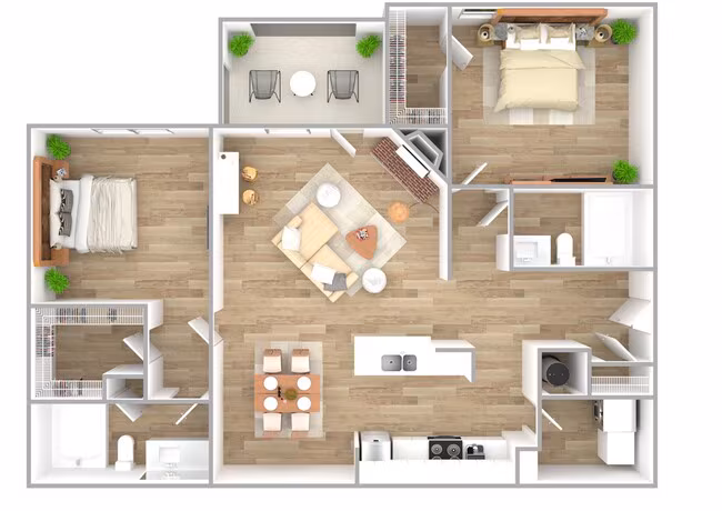 2 Beds • 1 Bath 07-705 floor plan