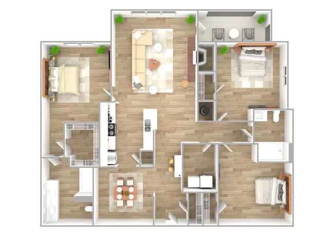 3 Beds • 2 Bath 02-206 floor plan