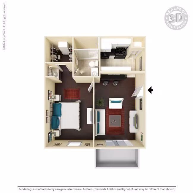 1 Bed • 1 Bath 2228 floor plan