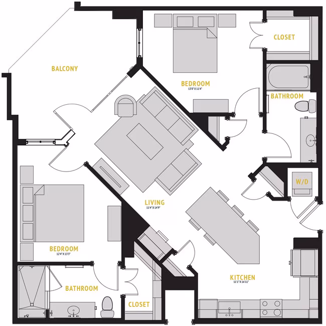 2 Beds • 2 Bath 1511 floor plan