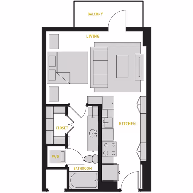Studio • 1 Bath 0914 floor plan