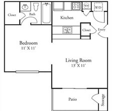 1 Bed • 1 Bath 1800 floor plan