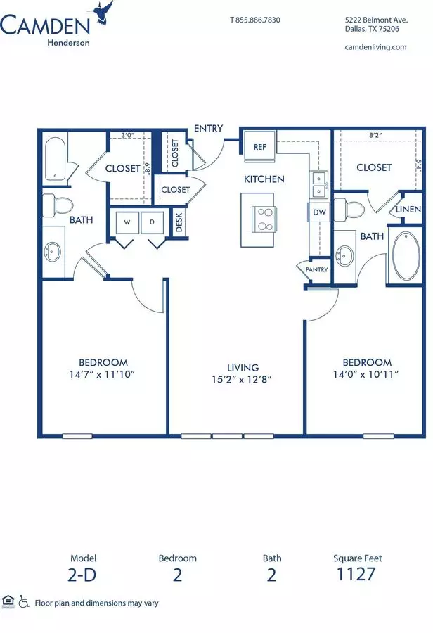 2 Beds • 2 Bath 211 floor plan