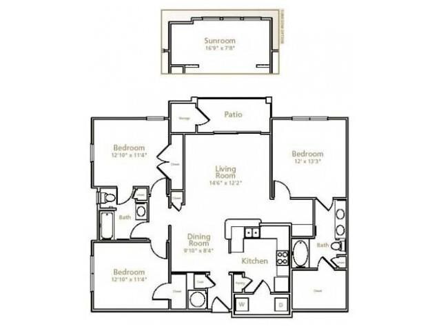 3BR/2BA 0837 floor plan