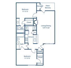 2 Beds • 2 Bath 204 floor plan