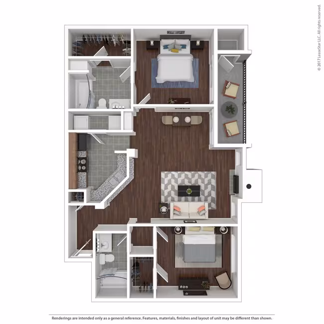 2 Beds • 2 Bath 1205 floor plan