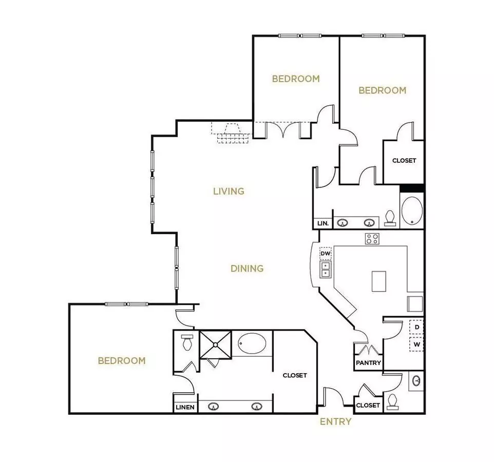 3 Beds • 2 Bath 0217 floor plan