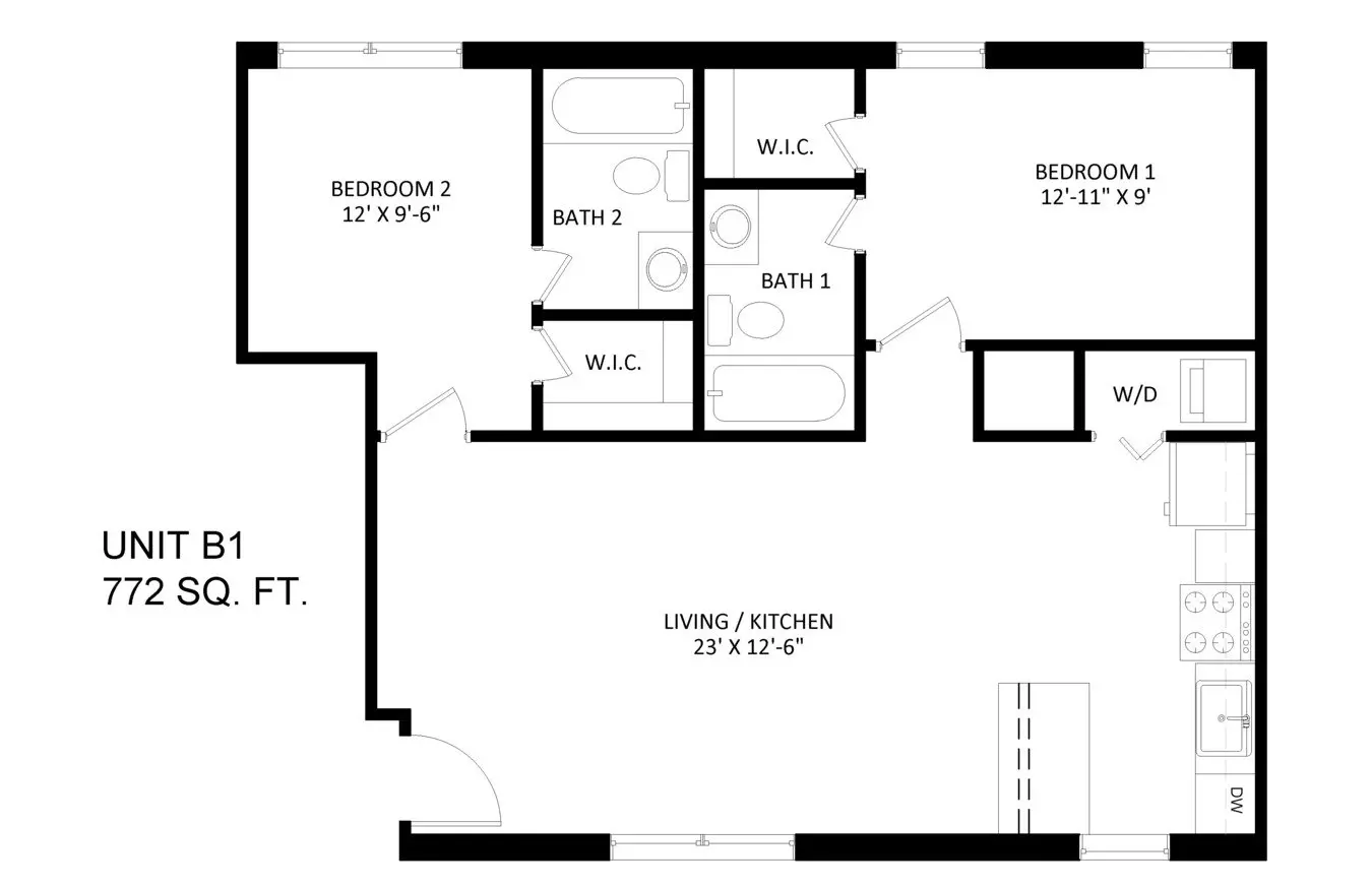 2 bedroom 2 bath floor plan