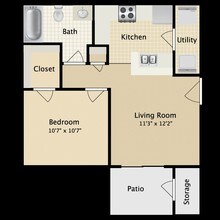 1 Bed • 1 Bath 0413 floor plan