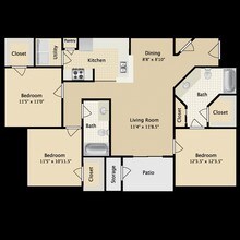3 Beds • 2 Bath 0736 floor plan