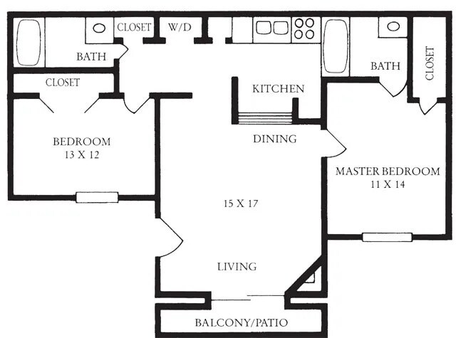 1X1 414 floor plan