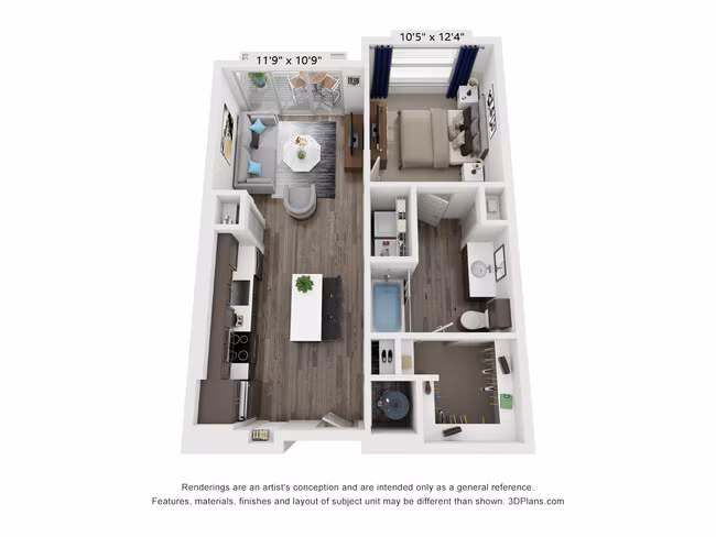 1 Bed • 1 Bath 1211 floor plan