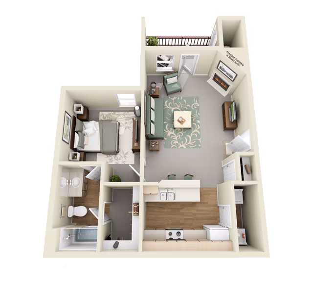 1 Bed • 1 Bath 0524 floor plan
