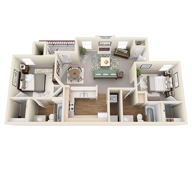 2 Beds • 2 Bath 1311 floor plan