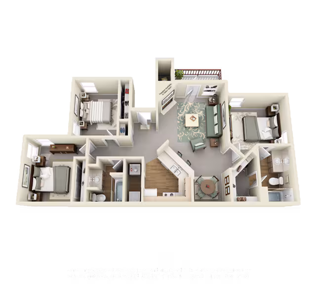 3 Beds • 2 Bath 0322 floor plan