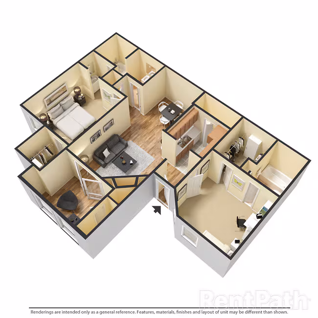 2 Beds • 2 Bath 0424 floor plan