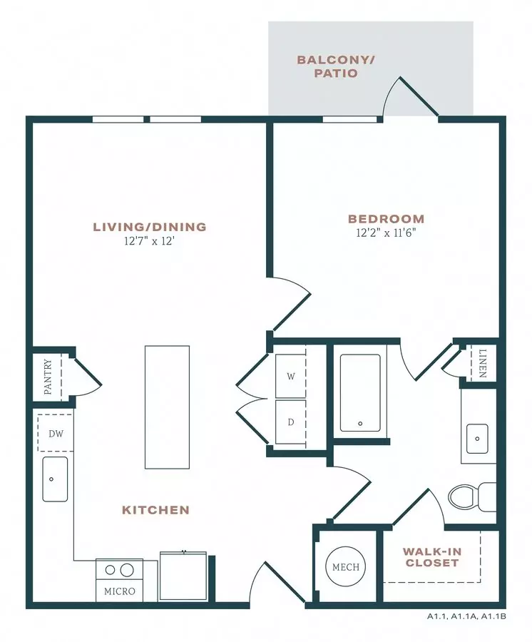 1 Bed • 1 Bath 14306 floor plan