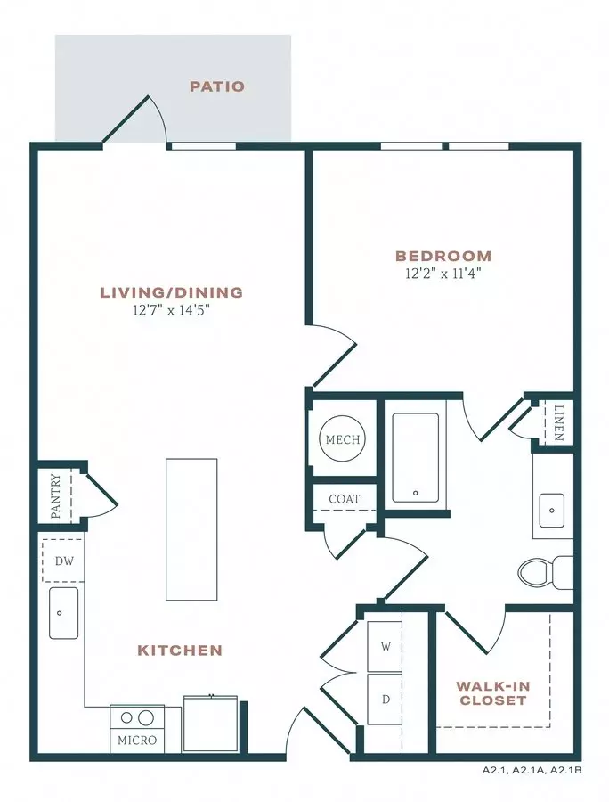1 Bed • 1 Bath 05203 floor plan