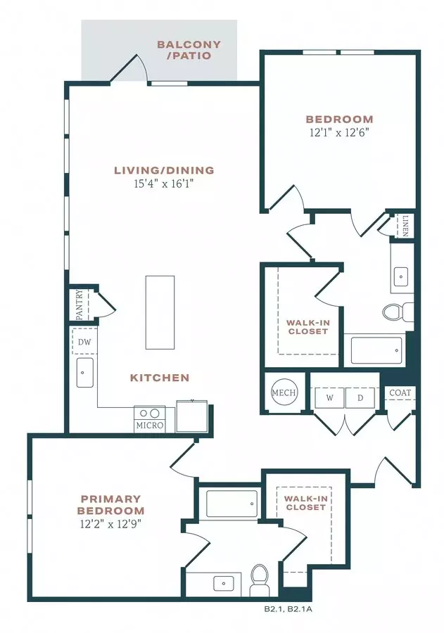 2 Beds • 2 Bath 13202 floor plan