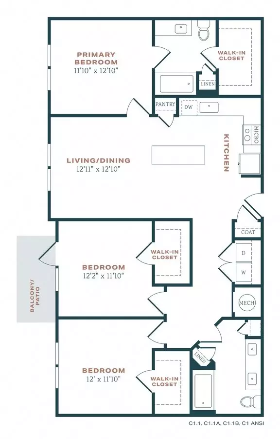 3 Beds • 2 Bath 11204 floor plan