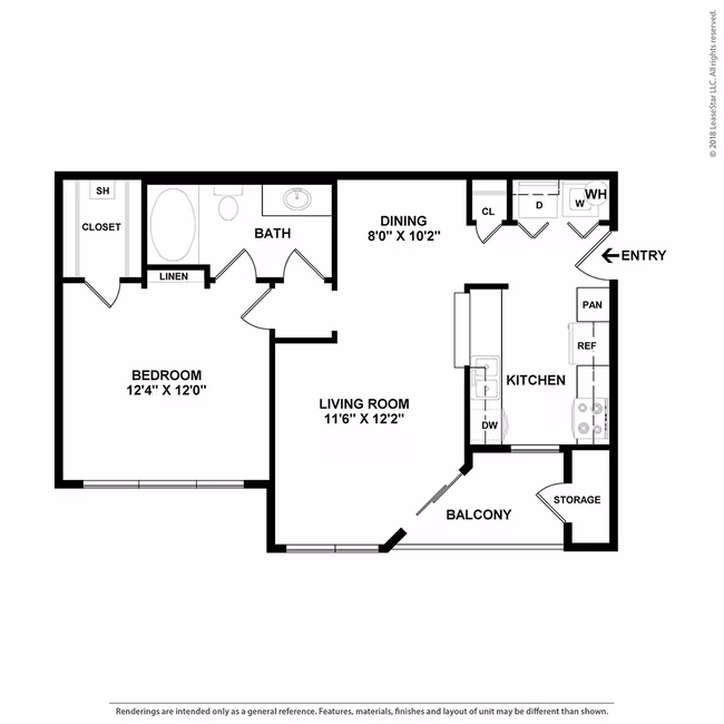 1 Bed • 1 Bath 2425 floor plan