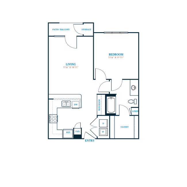 1 Bed • 1 Bath G213 floor plan