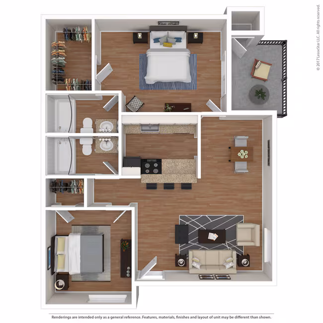 2 Beds • 2 Bath 1-1610 floor plan