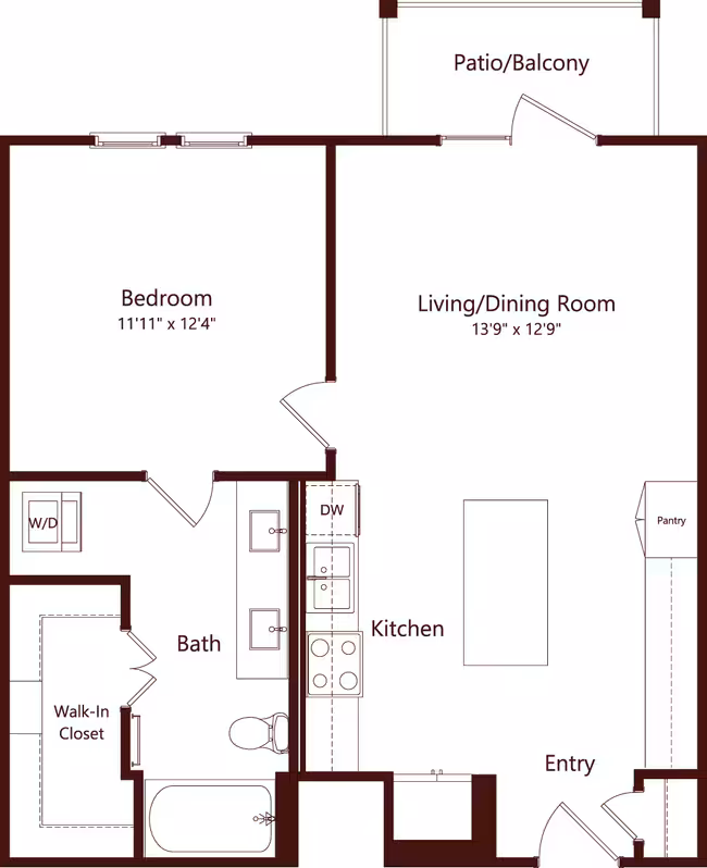 1 Bed • 1 Bath 2322 floor plan