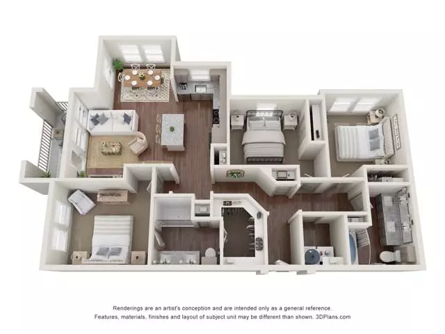3 Beds • 2 Bath 1-401 floor plan