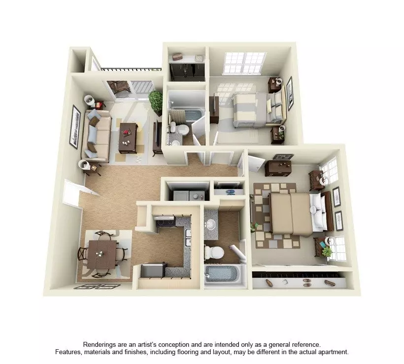 2 Beds • 2 Bath 7210 floor plan