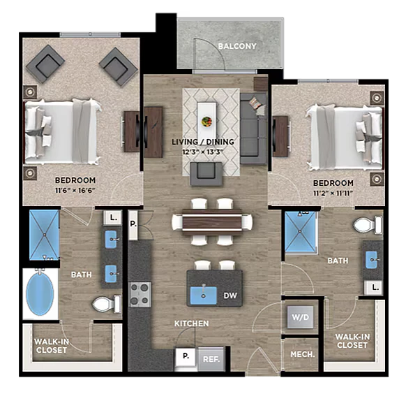 2+2D 6-6206 floor plan