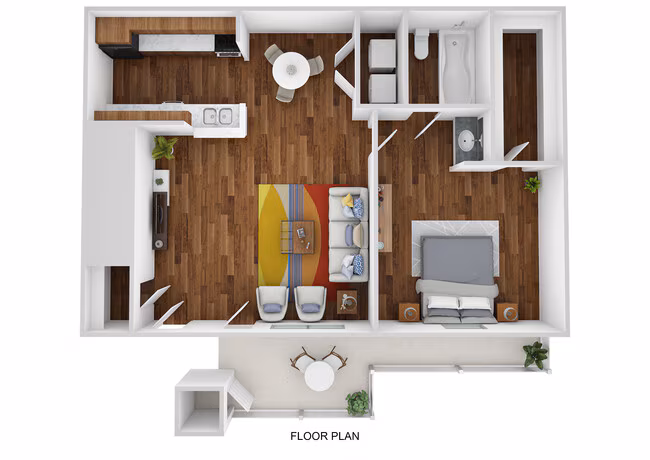 1 Bed • 1 Bath 1-3109 floor plan