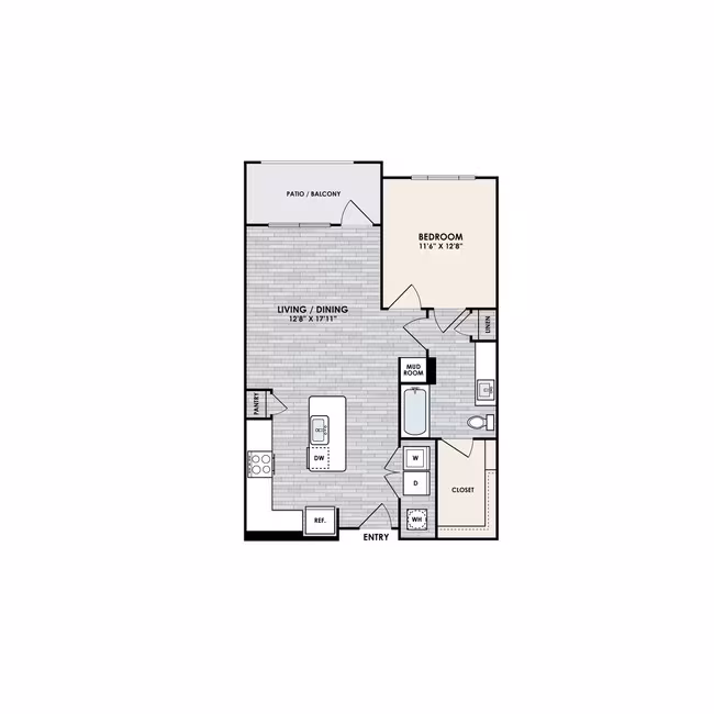 1 Bed • 1 Bath 1024 floor plan
