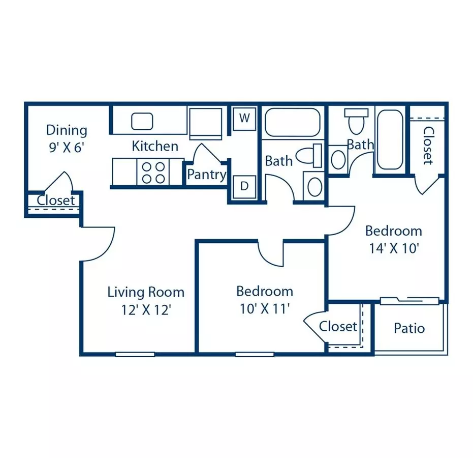 2 Beds • 2 Bath 2102 floor plan