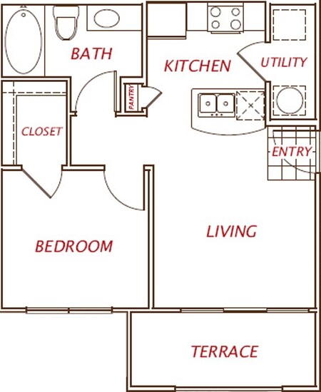 1 Bed • 1 Bath 02-2314 floor plan