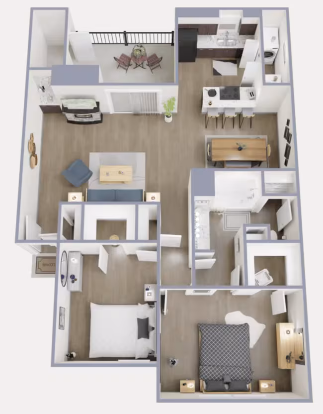 2 Beds • 2 Bath 1001 floor plan