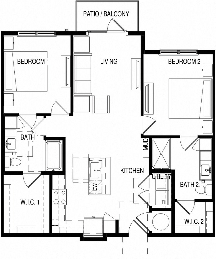 2 Beds • 2 Bath A415 floor plan