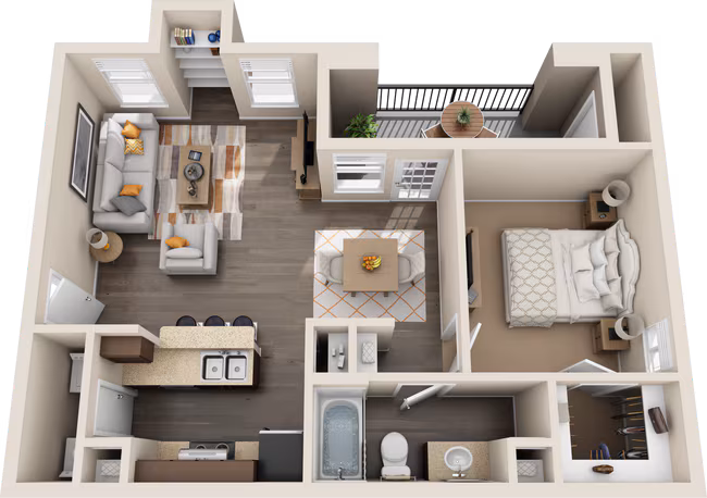 1 Bed • 1 Bath A1 floor plan