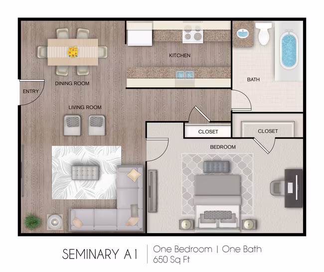 1 Bed • 1 Bath 1366-131L floor plan
