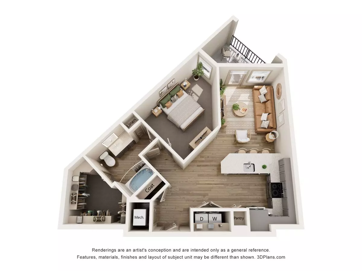 1 Bed • 1 Bath 1133 floor plan