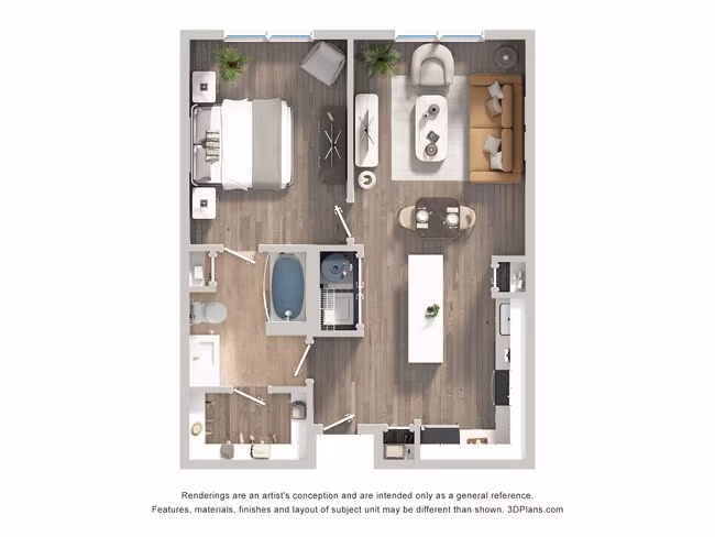 1 Bed • 1 Bath 2501 floor plan