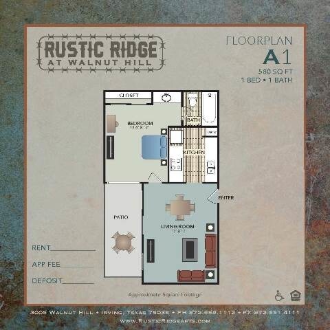 1 Bed • 1 Bath 1214 floor plan